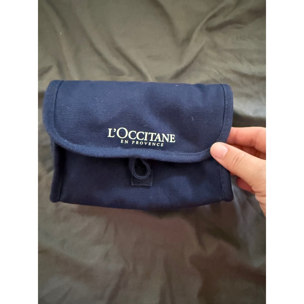 L'Occitane en Provence Navy Blue Canvas Toiletry Bag Travel Makeup Pouch